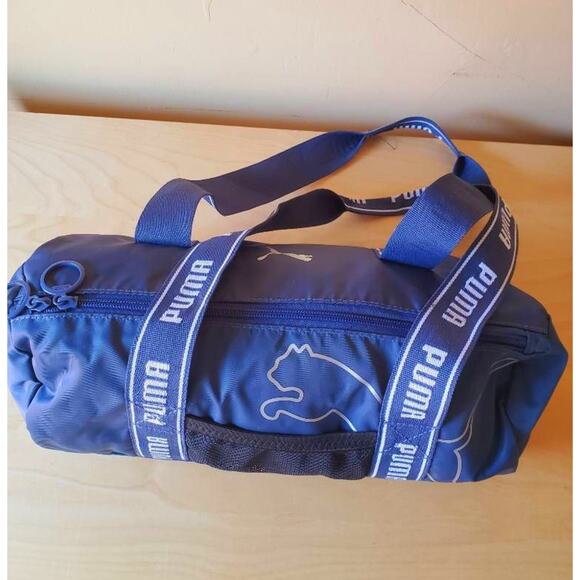 Puma Logo Commute Blue Dual Handle Mini Barrel Duffel Bag - Picture 4 of 11